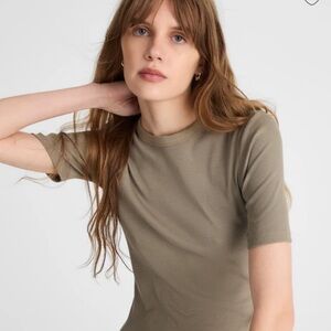 Madewell Olive Ribbed Tee NWT